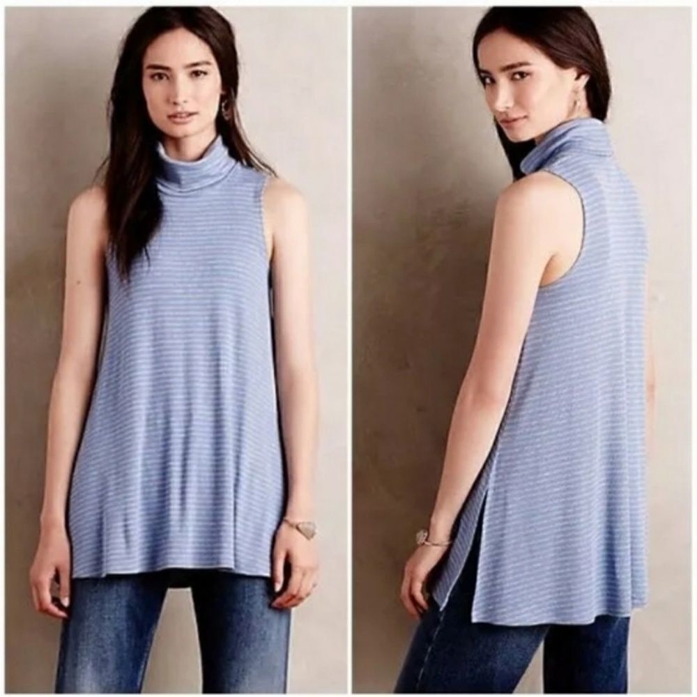 (BOGO FREE) Anthropologie Puella Blue Swing Tank Tunic Sz S